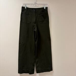 Quince Ultra-Stretch Cropped Wide Leg Pants Olive Quiet Luxury Minimalist 4